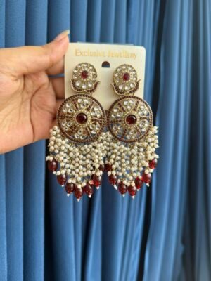 Tanishqa Premium Ethnic Earrings – Red