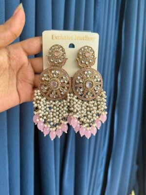 Tanishqa Premium Ethnic Earrings – Light Pink