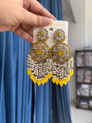 Tanishqa Premium Ethnic Earrings – Yellow