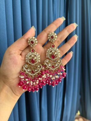 Shehnaaz Premium Earrings – Dark Pink