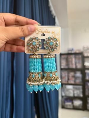 Anusha Kundan Jhumka –  Light Blue