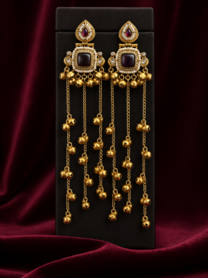 Noor Purple Kashmiri Ghungroo Earrings for Women