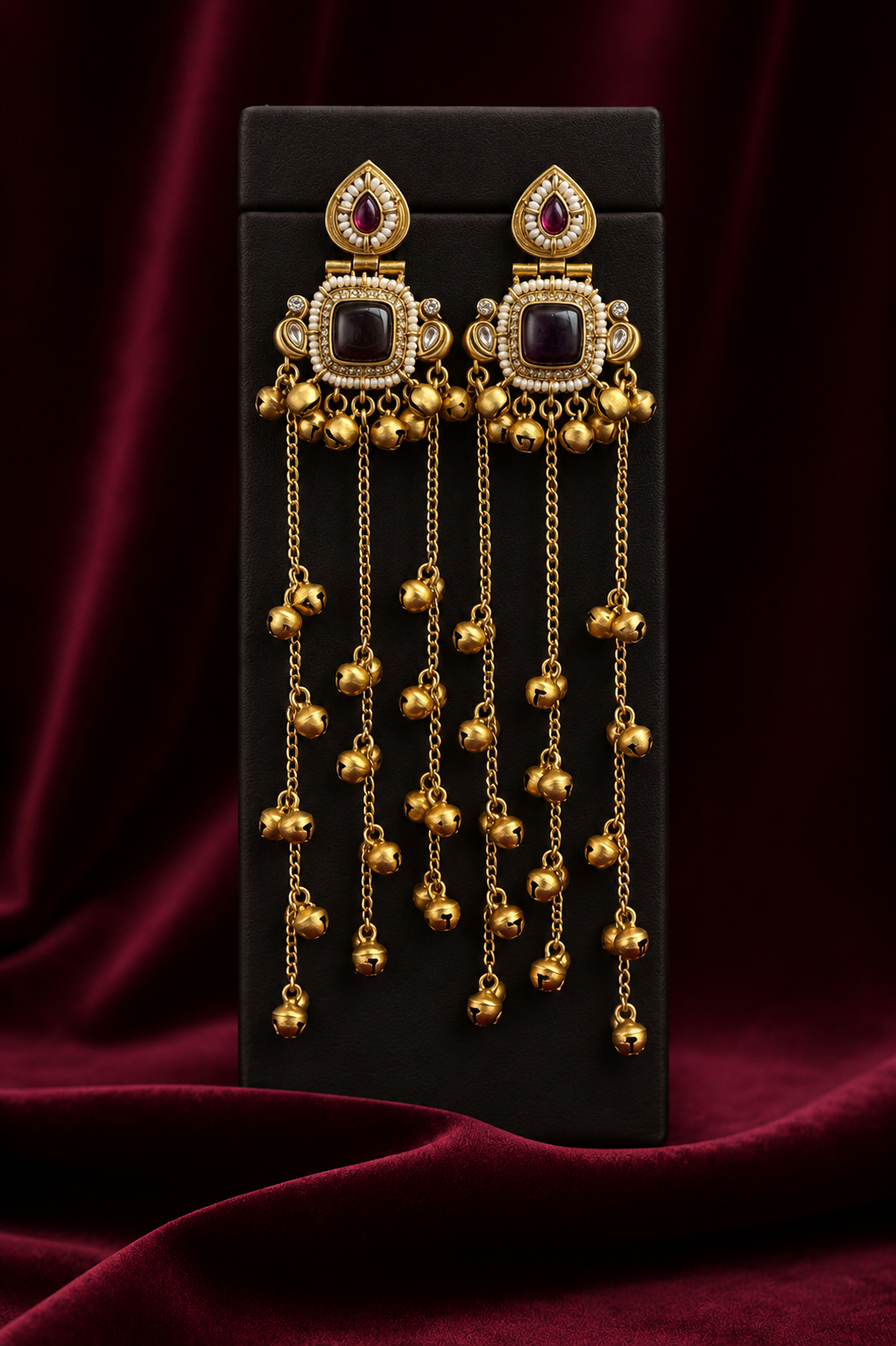 Noor Purple Kashmiri Ghungroo Earrings for Women