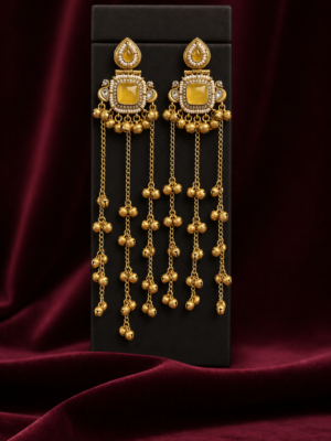 Yellow Kashmiri Ghungroo Earrings