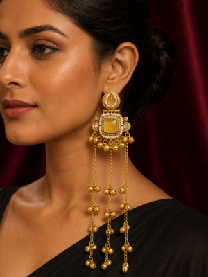 Noor Yellow Kashmiri Ghungroo Earrings for Women