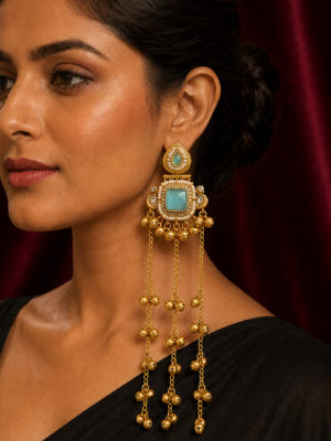 Noor Light Blue Kashmiri Ghungroo Earrings for Women