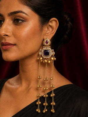 Purple Kashmiri Ghungroo Earrings