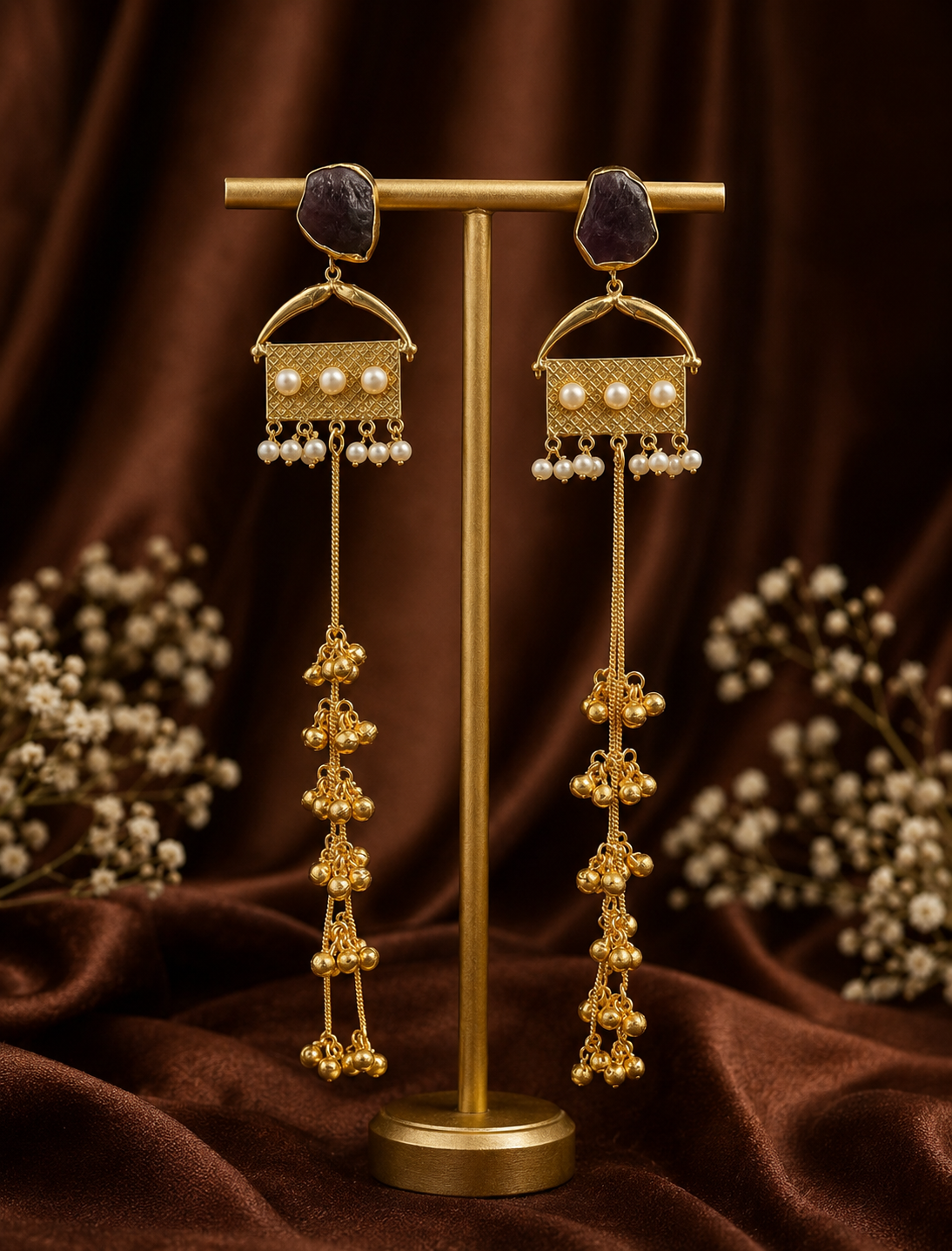 Reshma Purple Kashmiri Ghungroo Earrings for Women
