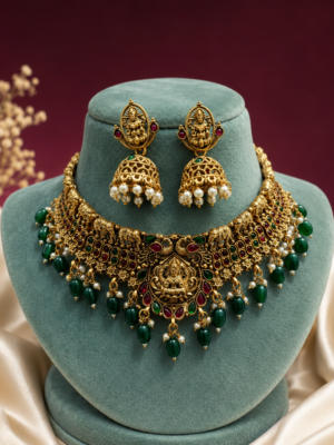 Antique gold Lakshmi temple jewellery set