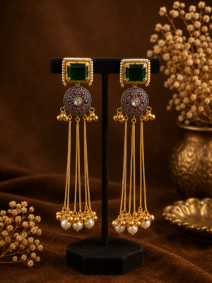 Shivani Dark Green Kashmiri Ghungroo Earrings for Women