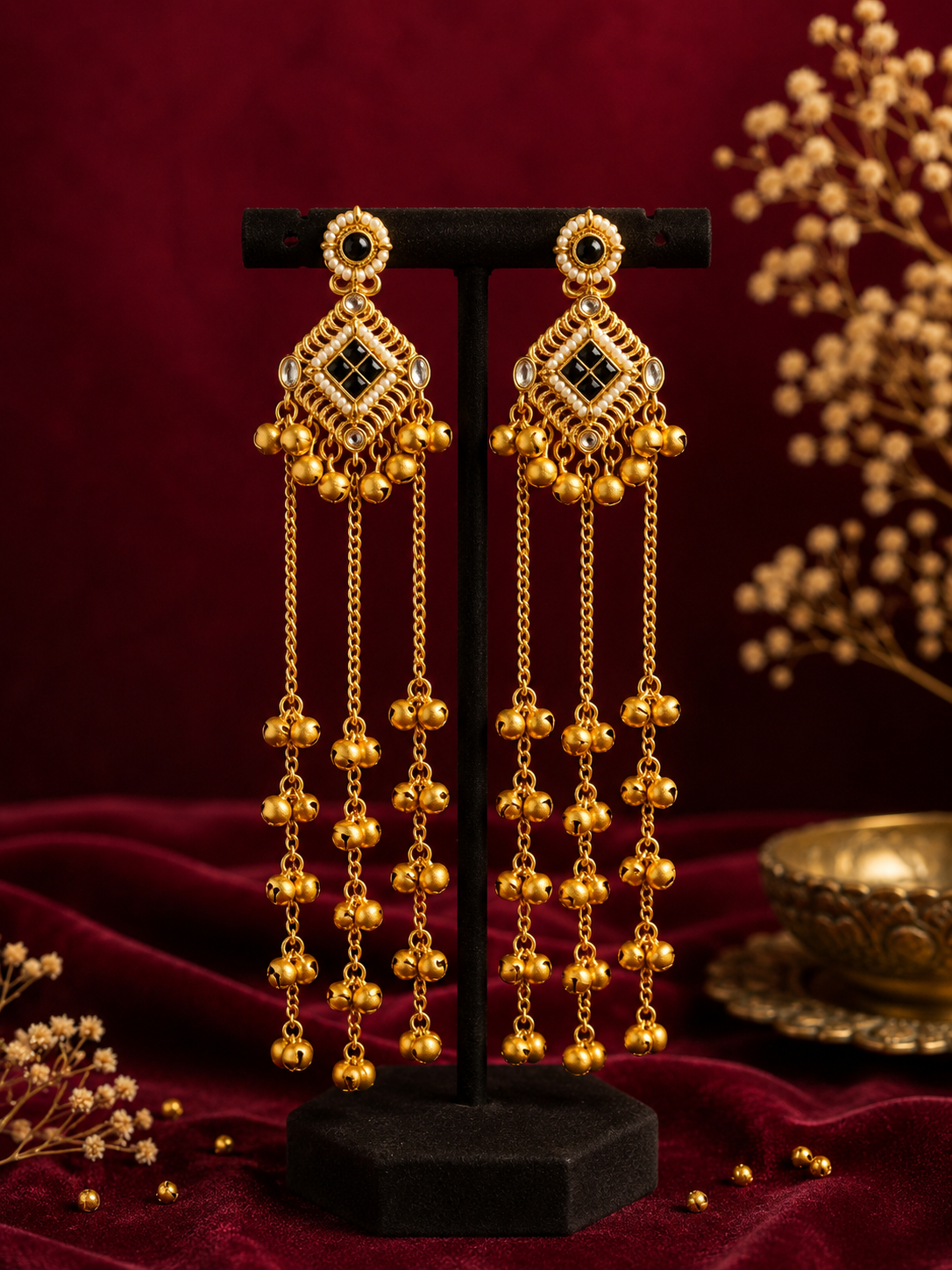 Niharika Black Kashmiri Ghungroo Earrings for Women