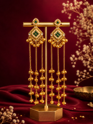 Niharika Dark Green Kashmiri Ghungroo Earrings for Women