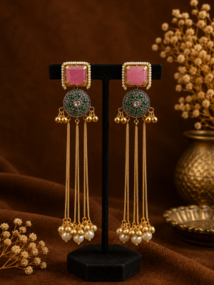 Shivani Light Pink Kashmiri Ghungroo Earrings for Women