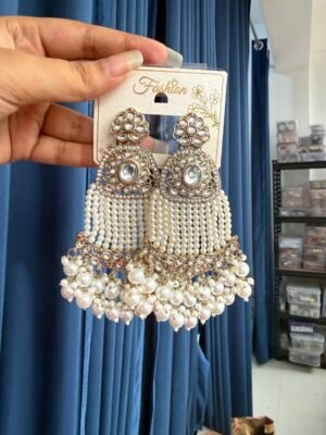 Natasha Kundan Earrings – White