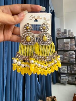 Natasha Kundan Earrings – Yellow