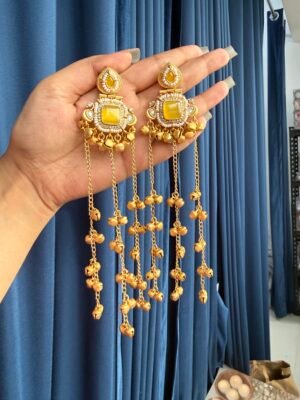 Noor Kashmiri Ghungru Earrings – Yellow