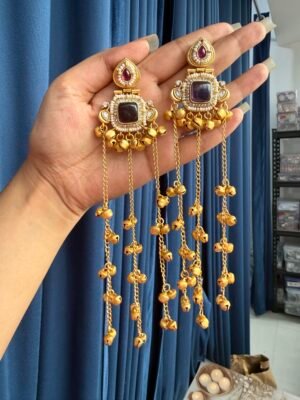 Noor Kashmiri Ghungru Earrings – Purple