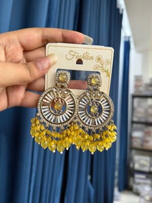 Shanaya Kundan Earrings – Yellow