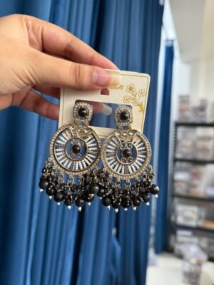 Shanaya Kundan Earrings – Black