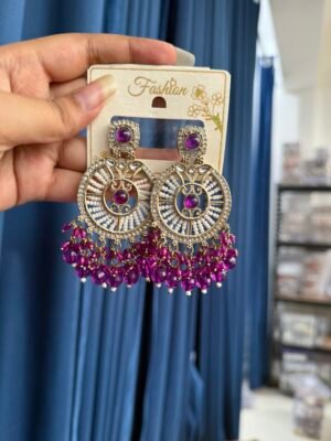 Shanaya Kundan Earrings – Purple