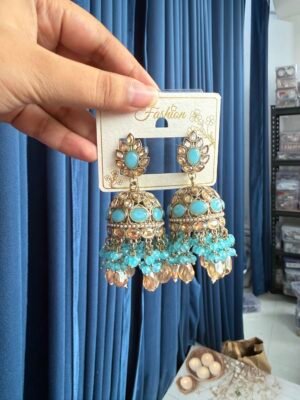 Ruhika Premium Jhumka – Light Blue