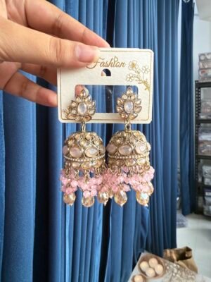 Ruhika Premium Jhumka – Light Pink