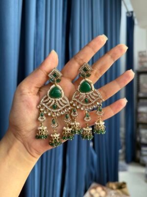 Nazam Premium Earrings – Dark Green