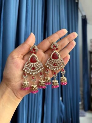 Nazam Premium Earrings – Dark Pink