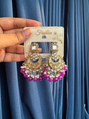 Greeshma Kundan Earrings – Purple