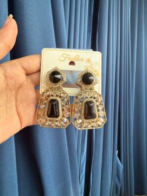 Ekta Premium Stone Earrings – Black