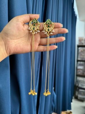 Ahana Kashmiri Ghungru Brass Earrings – Dark Green