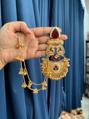 Mariyam Kashmiri Earrings With Kaan Chain – Ruby