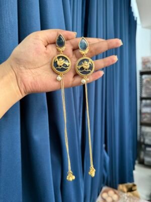 Barkha Kashmiri Ghungru Brass Earrings – Dark Blue