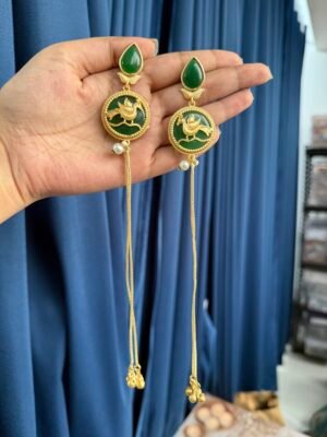 Barkha Kashmiri Ghungru Brass Earrings – Dark Green