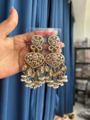 Shivi Kundan Earrings – Light Pink
