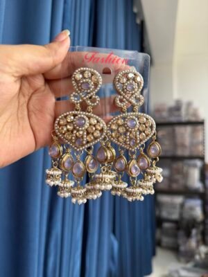 Shivi Kundan Earrings – Lavender