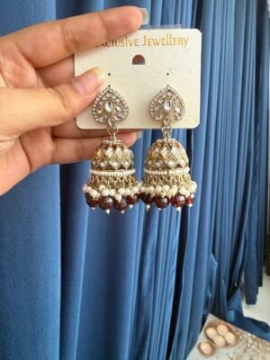 Aadya Kundan Jhumka – Mahroon