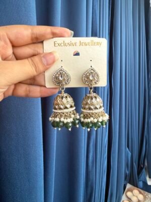 Aadya Kundan Jhumka – Dark Green