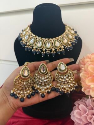 Jiya Premium Kundan Set – Dark Blue