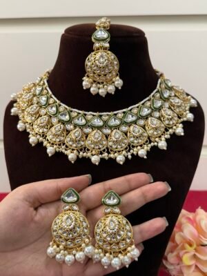 Monica Premium Kundan Set – White