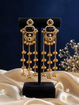 Reem Statement Kashmiri Earrings Black