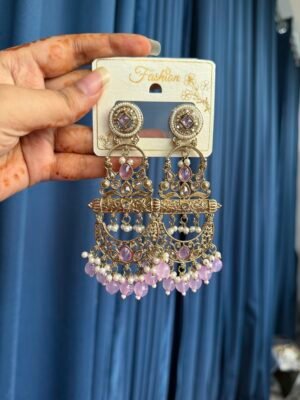Sajda Chandbali Earrings – Lavender