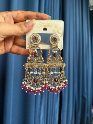 Sajda Chandbali Earrings – Wine