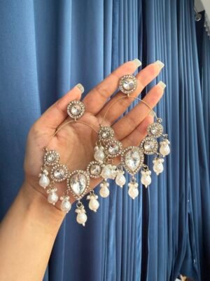 Tripti Chandbali Earrings – White