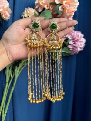 Piya Kashmiri Earrings – Dark Green