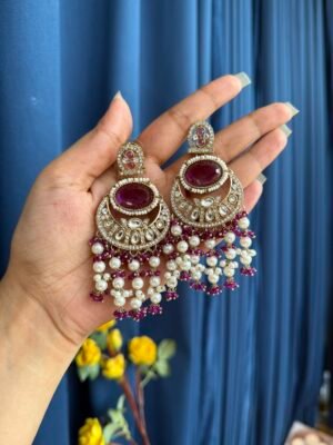 Kusha Chandbali Earrings – Purple
