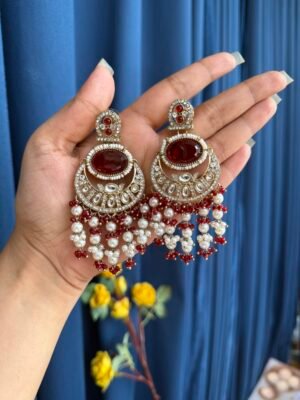 Kusha Chandbali Earrings – Red