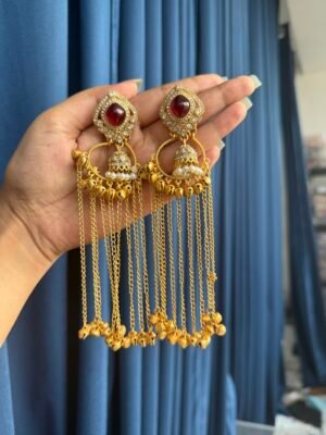 Ritika Kashmiri Earrings – Red