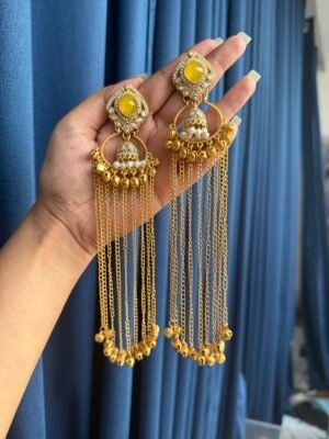 Ritika Kashmiri Earrings – Yellow
