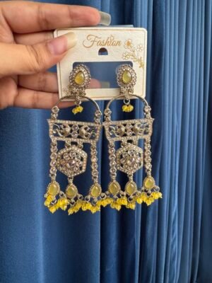 Nishika Kundan Earrings – Yellow